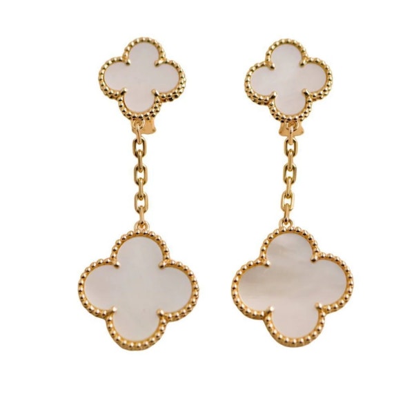 Van Cleef & Arpels Magic Alhambra Two Motifs Mother of Pearl Yellow Gold Earring - image 1