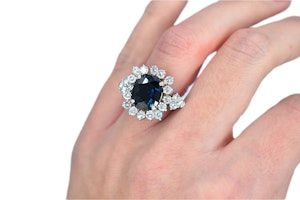 Natural Sapphire & Diamond Ring