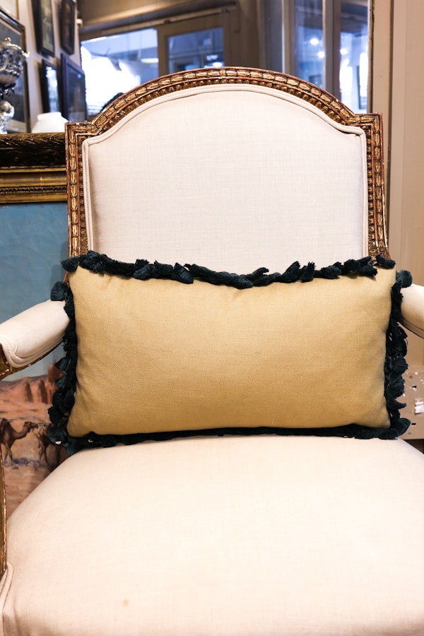 A Very Fine Pair of Crewel Work Panels Circa 1660, With Later Hand Dyed Indigo Henry Newbery Tassel Trim (presented as a pair of cushions) - image 5