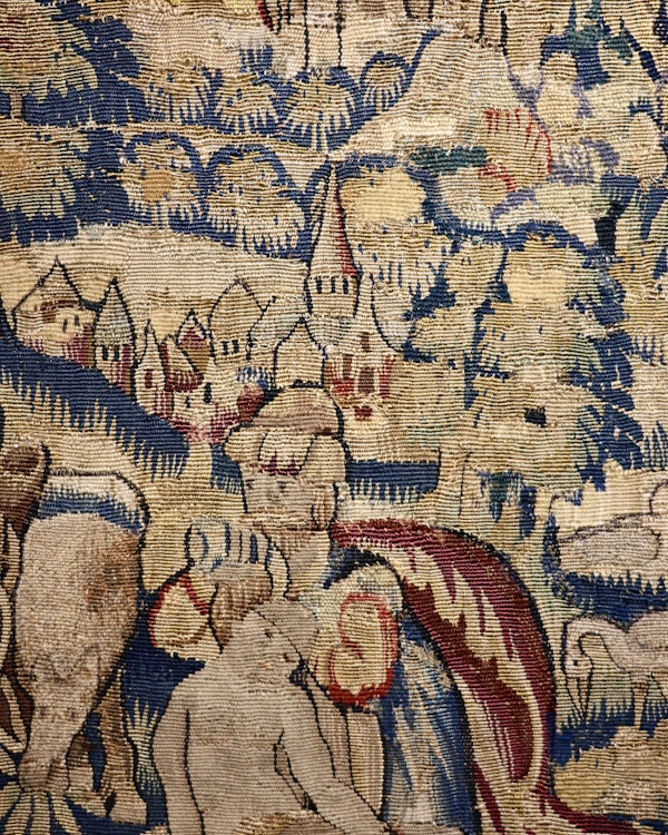 A very fine hand woven silk and wool English miniature Tapestry "The Good Samaritan",  attributed to Sheldon (see notes). English Circa 1580 - 1600 - image 2