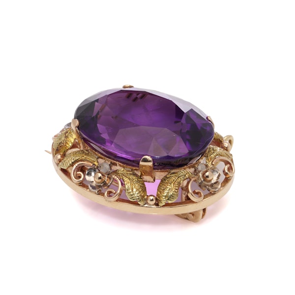 Victorian 18kt Gold Amethyst Brooch - image 2