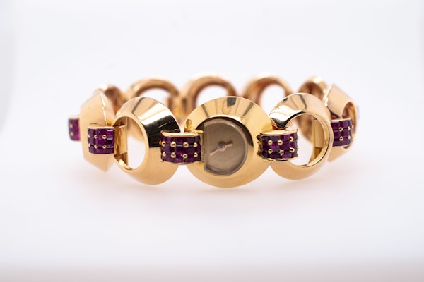 Omega Ruby & Gold Watch Bracelet - image 2