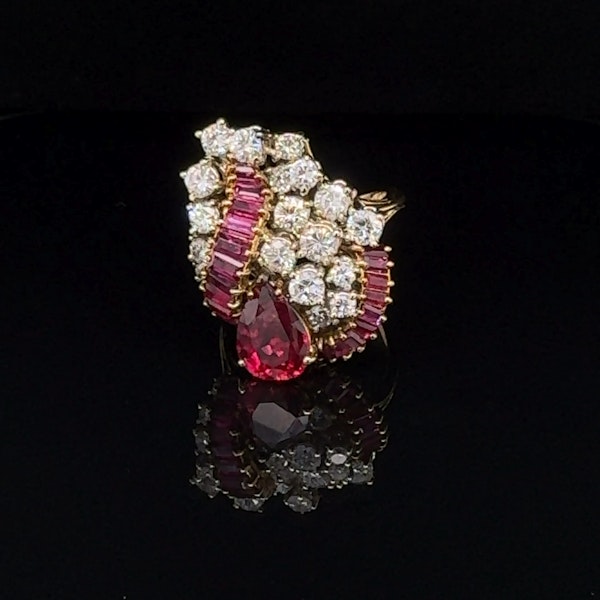 3.16ct. Ruby & diamond cluster ring - image 2