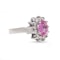 18kt white gold pink sapphire and diamond cluster ring. - image 3