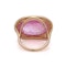 18kt Gold Ring with a glass - filled ruby and diamonds. - image 4