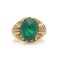 18kt. yellow gold dome 7.50 ct. cabochon emerald ring. - image 2