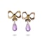 14kt gold and silver night and day amethyst bow earrings - image 3