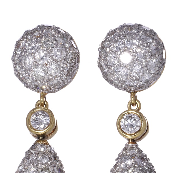 18kt yellow and white gold diamond drop earrings - image 7