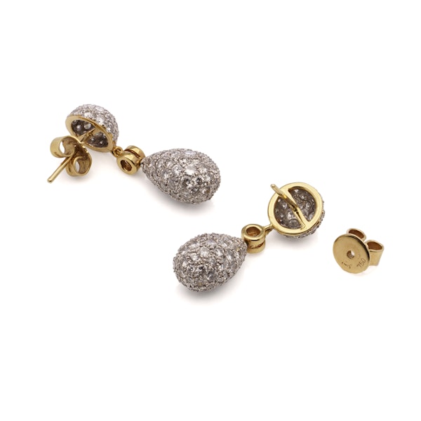 18kt yellow and white gold diamond drop earrings - image 3