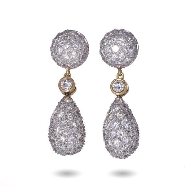 18kt yellow and white gold diamond drop earrings - image 8