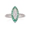 Art Deco platinum ring with marquise-shaped central diamond ring - image 3