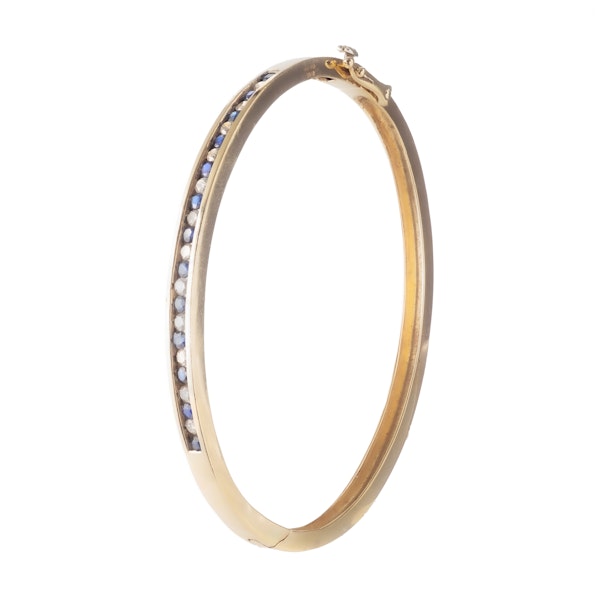 Gold Sapphire Diamond Bangle - image 1