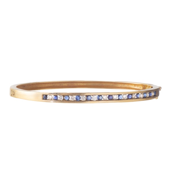 Vintage Gold Sapphire & Diamond Bangle | c.1970 - image 2