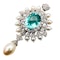 Paraiba Tourmaline, Diamond, Pearl and White Gold Brooch-cum-Pendant, Circa 1990 - image 4