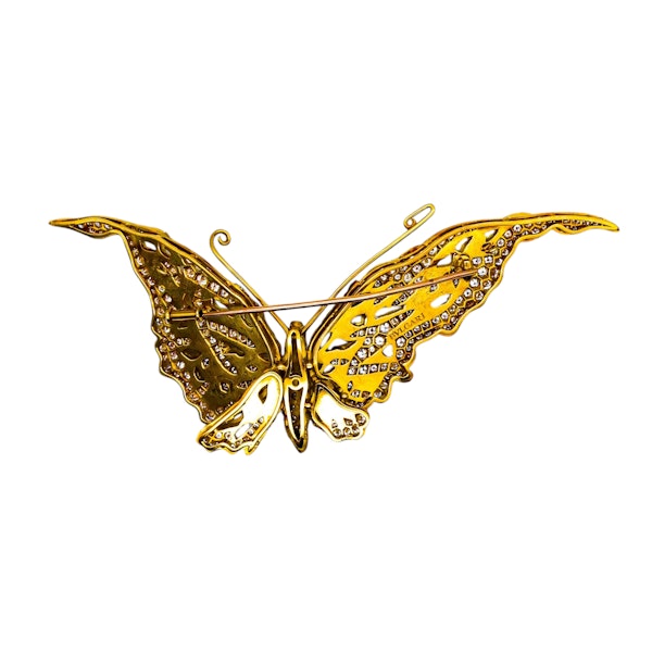 Vintage Bulgari Diamond and Gold Butterfly Brooch, Circa 1970 - image 4