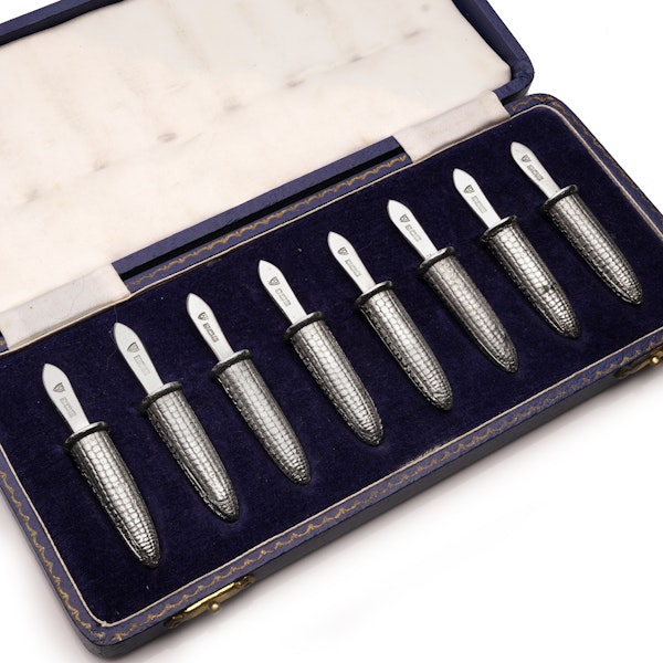 8 silver corn holders, Birmingham, 1969 - image 2