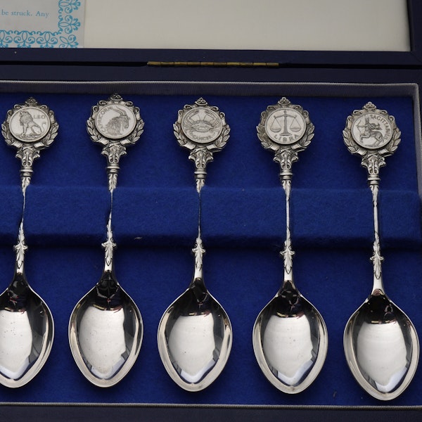 David Cornell 12 Zodiac sign silver spoons - image 6