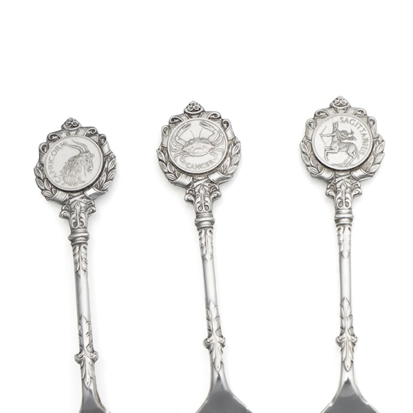 David Cornell 12 Zodiac sign silver spoons - image 9