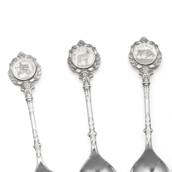 David Cornell 12 Zodiac sign silver spoons - image 10