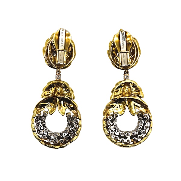 Vintage David Webb Diamond and Gold Drop Earrings, Circa 1980 - image 2