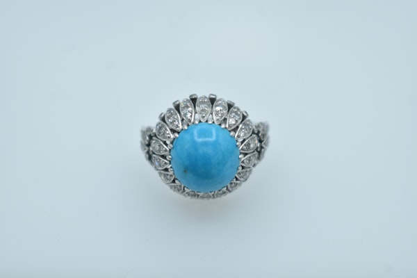 Turquoise & Diamond Ring - image 4