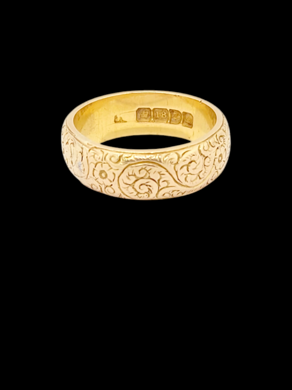 18ct gold engraved wedding band SKU: 7832 DBGEMS - image 1