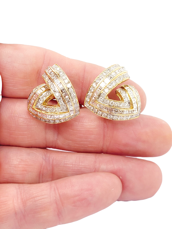 Pair of diamond hoop stud earrings SKU: 7829 DBGEMS - image 2