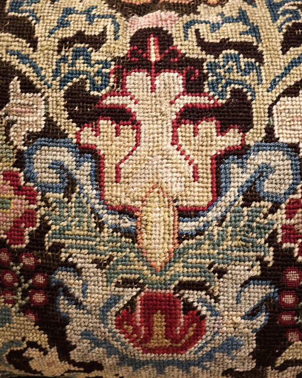 An exceptional panel of fine English Silk & Wool Needlepoint. Circa 1740. Presented as a cushion, with later backing & Trim. - image 3