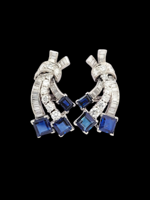 Art deco sapphire and diamond earrings SKU: 7850 DBGEMS