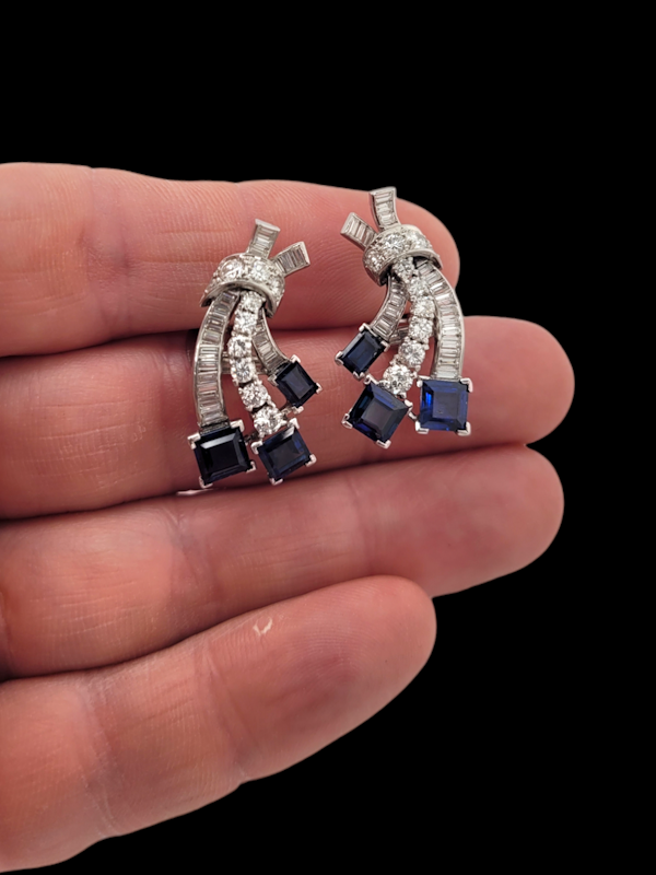 Art deco sapphire and diamond earrings SKU: 7850 DBGEMS - image 2