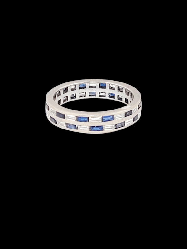 Art deco Two row sapphire and diamond chequer board eternity ring SKU: 7854 DBGEMS - image 2