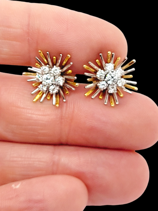 Vintage Sputnik or snowflake diamond earrings SKU: 7847 DBGEMS - image 2