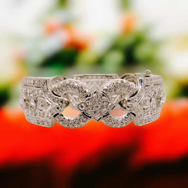 Art Deco Platinum Diamond Bracelet - image 2