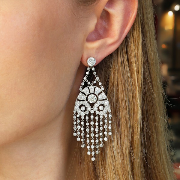 Diamond And Platinum Fringe Drop Earrings, Circa 1935, 6.93 Carats - image 6