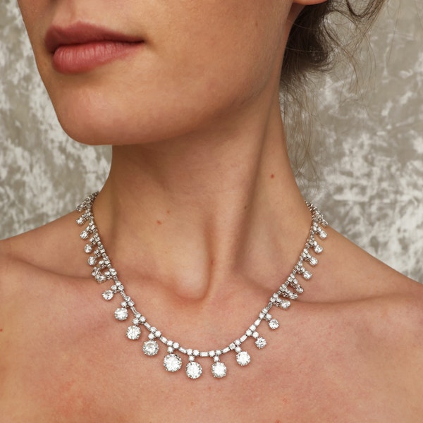 Vintage French Diamond and Platinum Riviére Necklace, 37.84 Carats, Circa 1950 - image 2