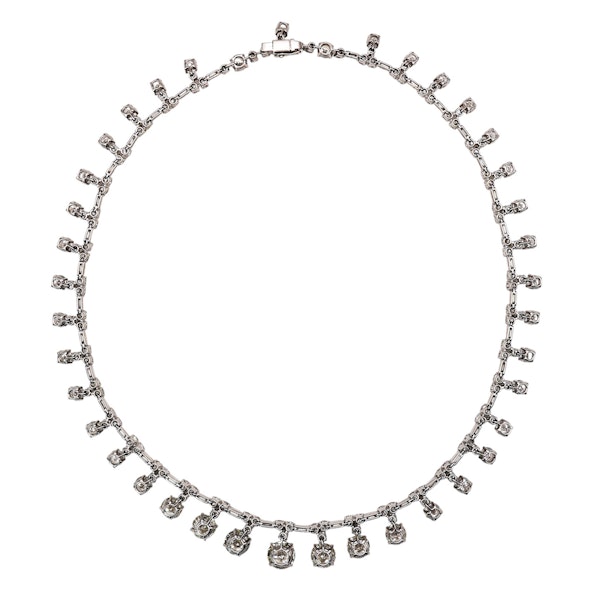 Vintage French Diamond and Platinum Riviére Necklace, 37.84 Carats, Circa 1950 - image 5