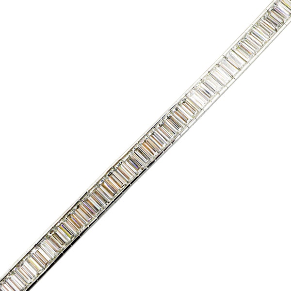 Modern Baguette Cut Diamond and Platinum Line Bracelet, 11.46ct - image 4