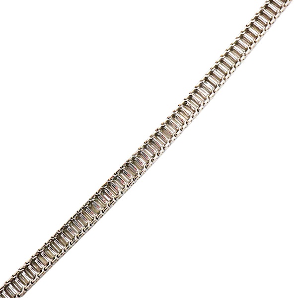 Modern Baguette Cut Diamond and Platinum Line Bracelet, 11.46ct - image 5