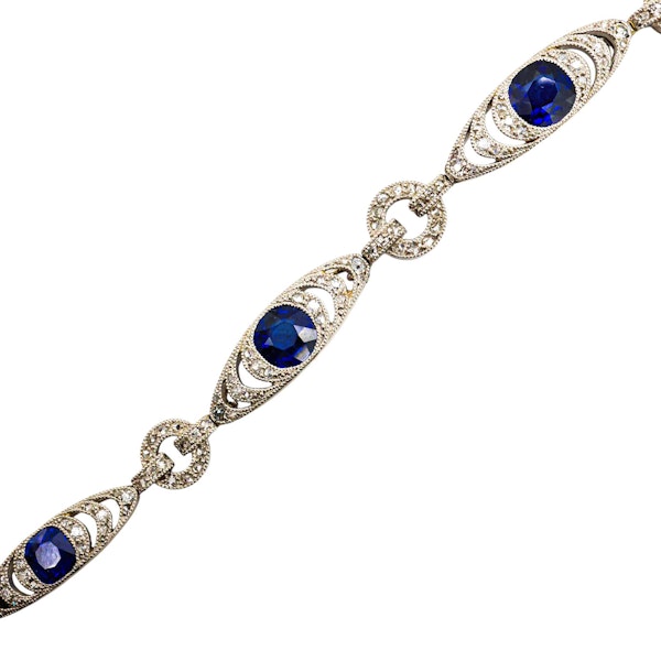 French Belle Époque Thibault & Jolivot Sapphire Diamond and Platinum Bracelet, Circa 1910 - image 8