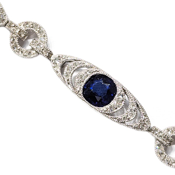 French Belle Époque Thibault & Jolivot Sapphire Diamond and Platinum Bracelet, Circa 1910 - image 7