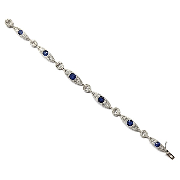 French Belle Époque Thibault & Jolivot Sapphire Diamond and Platinum Bracelet, Circa 1910 - image 5