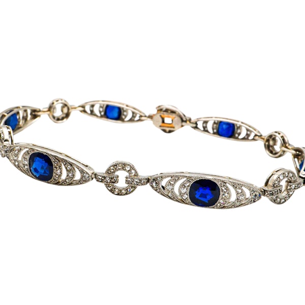 French Belle Époque Thibault & Jolivot Sapphire Diamond and Platinum Bracelet, Circa 1910 - image 6