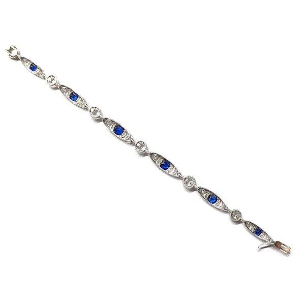 French Belle Époque Thibault & Jolivot Sapphire Diamond and Platinum Bracelet, Circa 1910 - image 10