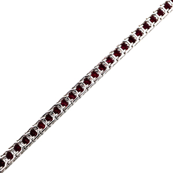 Modern Ruby and Platinum Line Bracelet, 8.90ct - image 5