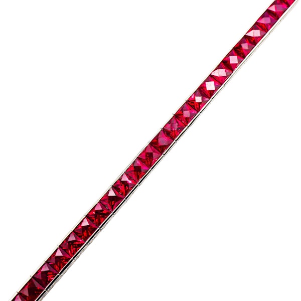 Modern Ruby and Platinum Line Bracelet, 8.90ct - image 4