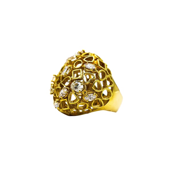 Vintage Andrew Grima Diamond and Gold Bombé Ring, 1969 - image 5