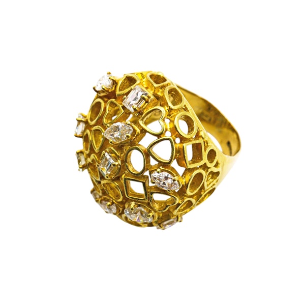 Vintage Andrew Grima Diamond and Gold Bombé Ring, 1969 - image 4