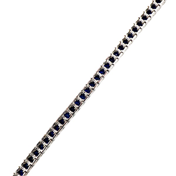 Modern Sapphire and Platinum Line Bracelet, 7.36 Carats - image 6