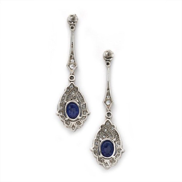 Modern Sapphire, Diamond and Platinum Drop Earrings, 4.50ct Carats - image 6