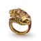 Vintage Enamel and Gold Double Lion Head Ring by Zolatas, Circa 1980 - image 5